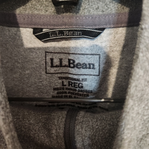 L.L. Bean Mens Trail Fleece Quaterzip Pullover Gray Large Traditional Fit - Picture 3 of 5